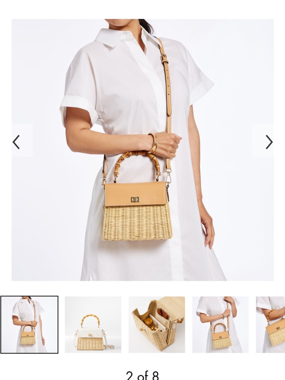Mark and Graham Pink Wicker Top-Handle CrossbodyBag with Bamboo Handle - Picture 2 of 6